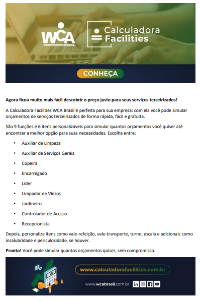 Exemplo de conteúdo que foi utilizado na nova estratégia para o cliente WCA Brasil